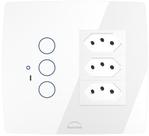 Interruptor Wifi Touch 3 Botões + 3 Tomadas 20A Inteligente 4x4 Branco