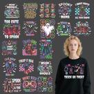 Iron on Patches Shejdgart Halloween para camisetas, 20 unidades