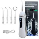 Irrigador Oral Limpeza Bucal Portátil 3 Modos 140psi 200mL 4 Bicos Recarregável USB Preto/Branco/Azu