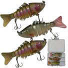 Isca Artificial 3 Peixes Articulado Pesca Pescaria Alto Realismo Camping Fishing Lambari Robalo Traia Tainha Mar Rio