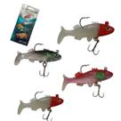 Isca Artificial 4 Peixes Pesca Soft Shad Pescaria Lambari Robalo Tucunare Tainha Mar Açude Rio Lago