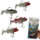 Isca Artificial Pesca 4 Peixes Soft Shad Pescaria Lambari Robalo Tucunare Tainha Mar Açude Rio Lago