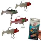 Isca Artificial Soft Shad Silicone Olho 3D Coral AB Mídia