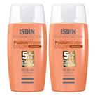 Isdin Fusion Water 5 Stars Color Kit com 2 Unidades Protetor Solar Facial com Cor FPS50 50ml Escura