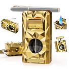 Isqueiro COOLRISE Triple Flame 5 em 1 com cortador em V dourado