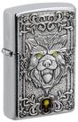 Isqueiro de Bolso Zippo com Emblema de Lobo em Cromo Escovado à Prova de Vento