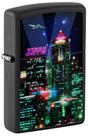 Isqueiro de bolso Zippo Cyber City Design preto fosco