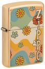 Isqueiro de bolso Zippo Flower Power Design em latão de alto polimento
