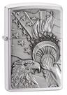 Isqueiro de bolso Zippo Patriotic Eagle, emblema cromado escovado
