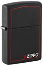 Isqueiro de bolso Zippo preto fosco com borda vermelha
