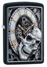 Isqueiro de bolso Zippo Skull Clock Design preto fosco