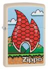 Isqueiro de bolso Zippo Turtle Flame branco fosco à prova de vento