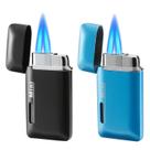 Isqueiro de butano Commist Double Jet recarregável preto/azul
