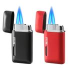 Isqueiro de butano Commist Double Jet recarregável preto/vermelho