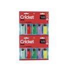 Isqueiro descartável Cricket Mini cartela com 10 unidades Aquela colorido