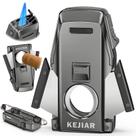 Isqueiro KEJIAR Double Jet Torch com cortador e suporte cinza