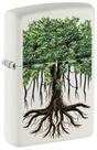 Isqueiro Mecânico Zippo Árvore da Vida Textura Branco Fosco
