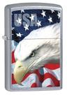 Isqueiro Zippo 3021 Street Chrome Finish, bandeira e águia dos EUA