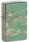 Isqueiro Zippo Dragon and Tiger gravado em verde polonês de 360 graus