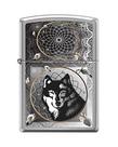 Isqueiro Zippo Wolf e Indian Dream Catcher em cromo escovado