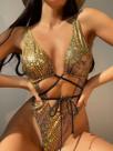 J0701-Biquíni Bikini Maiô Bojo Amarração Cavado Brilho Sexy J63