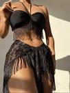 J3003-Biquíni Bikini Bojo Luxo Franja Bandeau Conjunto Canga Ag304