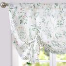 Jalador de Cortina Jinchan de Lino Floral con Cordón 114x114 cm en Salvia