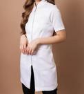 Jaleco branco feminino manga curta de ziper two way Jaleco branco feminino manga curta de ziper two way