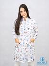 Jaleco Feminino Acinturado Estampado Gabardine Gola Padre