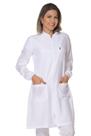 Jaleco feminino acinturado gola padre com punho
