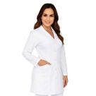 Jaleco Feminino Acinturado Oxford Longa Preto Branco Rosa