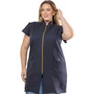 Jaleco Feminino Gabardine Zíper Manga Curta Plus Size Gio