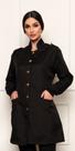 Jaleco Feminino Oxford Acinturado Punhos Preto Bless