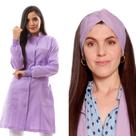 Jaleco Feminino Oxford Gola Padre Botão Lilás + Turbante Capri Jaleco Feminino Oxford Gola Padre Botão Lilás + Turbante Capri