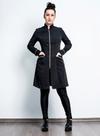 Jaleco Feminino Preto Acinturado Tecido Two Way Manga Longa com Zíper