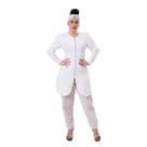 Jaleco Feminino Tecido Branco Two Way Manga Longa Bufante com Zíper