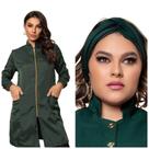 Jaleco Feminino Zíper Acinturado Gola Padre + Turbante Verde Musgo Nice