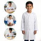 Jaleco Infantil Unissex Branco com Manga Longa Tecido Resistente Tamanho 04