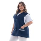 Jaleco Plus Size Sem Mangas Botões E Bordado Inglês Jaleco Plus Size Sem Mangas Botões E Bordado Inglês