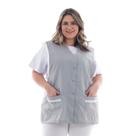 Jaleco Plus Size Sem Mangas Botões E Bordado Inglês Jaleco Plus Size Sem Mangas Botões E Bordado Inglês