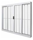 Janela 4 folhas 100 x 100 com grade L20 alumínio branco.