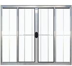 Janela 4 folhas 1,00x1,00 com grade no alumínio brilhante