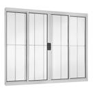 Janela 4 folhas 1,20x2,00 com grade no alumínio branco