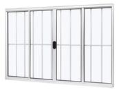 Janela 4 Folhas com Grade Alumínio Brilhante, Branco ou Preto Linha 18 Modular