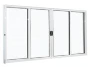 Janela 4 folhas sem grade linha modular aluminio branco