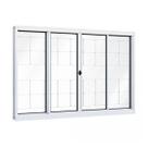Janela de Aço de Correr 120x150cm 4 Folhas com Grade e Vidro Liso Riobras