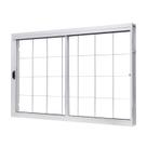 Janela de Aço de Correr Central 100x150cm 2 Folhas com Grade Quadriculada e Vidro Liso