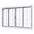 Janela de Aço de Correr Central 100x200cm 4 Folhas com Grade Quadriculada e Vidro Liso Qualitysol Ra Branco Ramassol