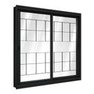 Janela de Aço de Correr Lateral 1 Folha Móvel e 1 Folha Fixa com Grade Quadrada 100x100cm Aço Pronto