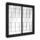 Janela de Aço de Correr Lateral 1 Folha Móvel e 1 Folha Fixa com Grade Quadrada 100x120cm Aço Pronto
